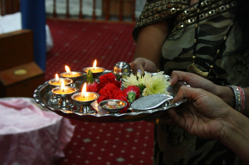 Brass panchpatra and spoon puja set